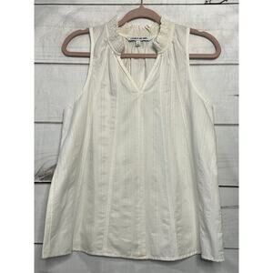 Elizabeth and James Beige 100% Cotton V Neck Sleeveless Top Sz. S